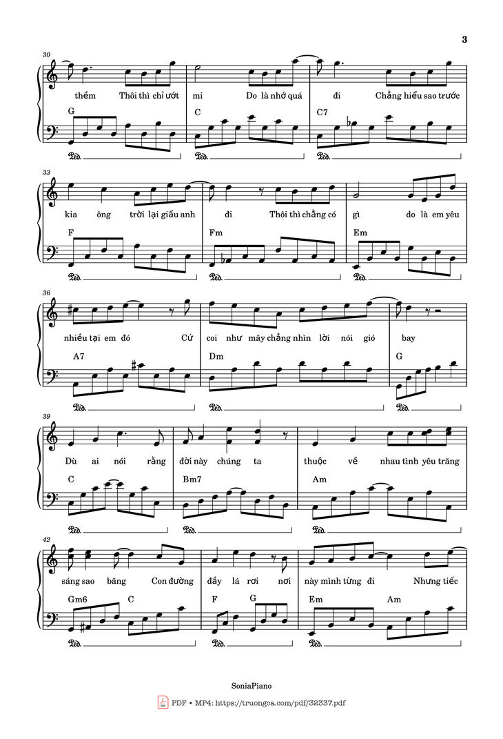 Page 3 of the piano sheet music PDF - Trời Giấu Trời Mang Đi Piano by Viruss