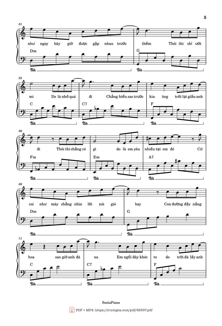 Page 5 of the piano sheet music PDF - Trời Giấu Trời Mang Đi Piano by Viruss