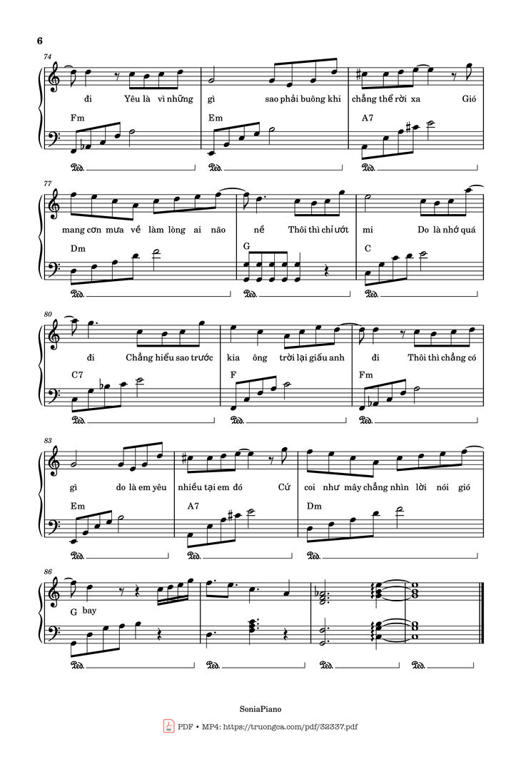Page 6 of the piano sheet music PDF - Trời Giấu Trời Mang Đi Piano by Viruss