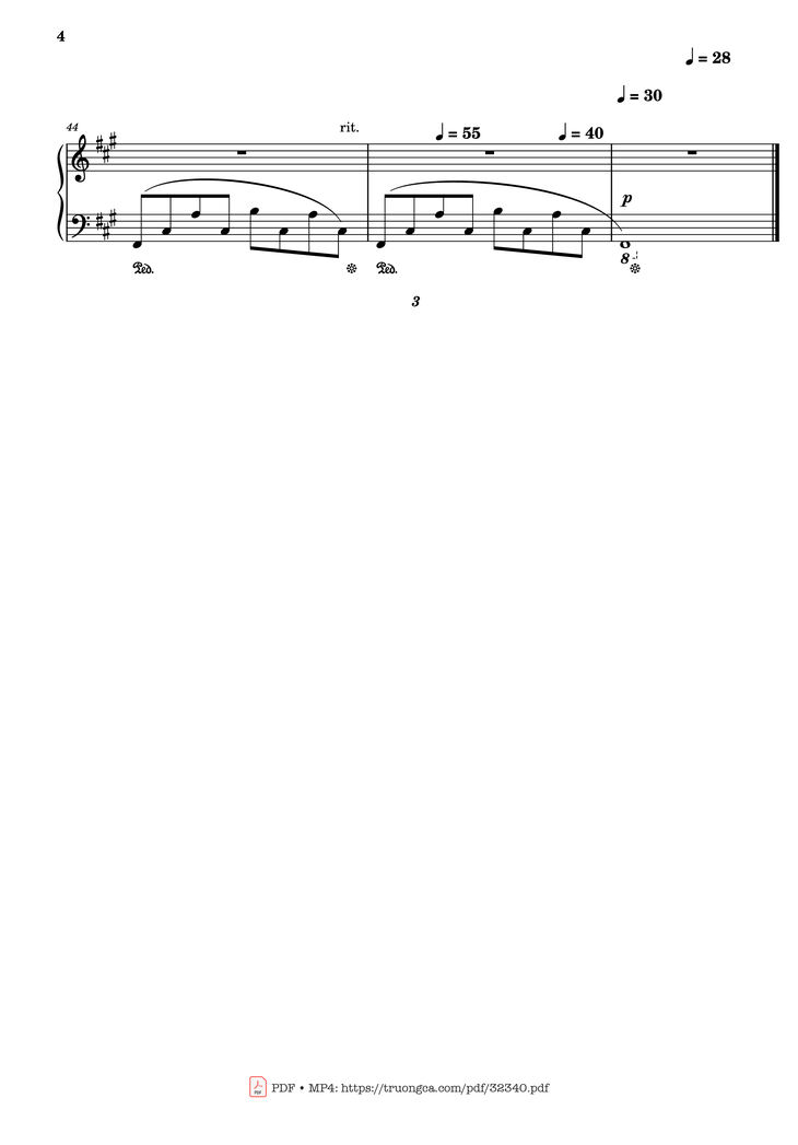 Page 4 of the piano sheet music PDF Piano - Lost Of Love, Sunflower theme Piano by Henry Mancini