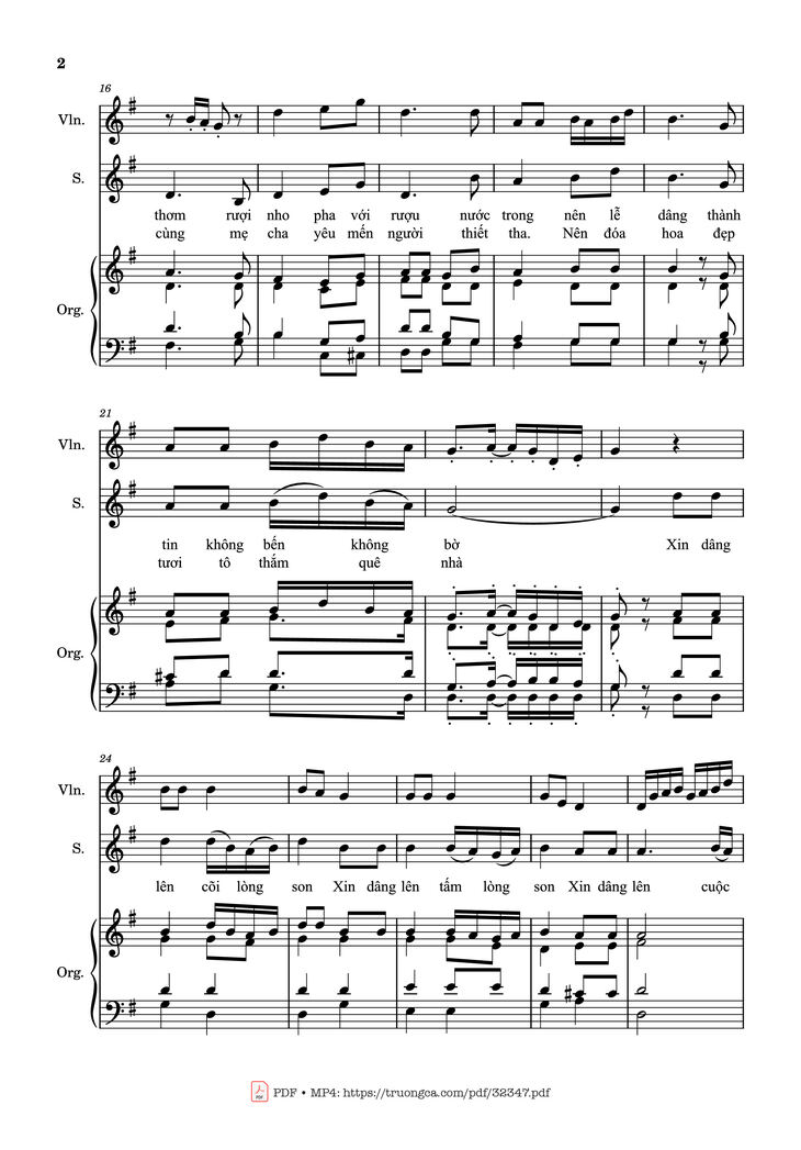 Page 2 of the piano sheet music PDF - Của Lễ Đơn Sơ (đệm Violin) by Viết Chung