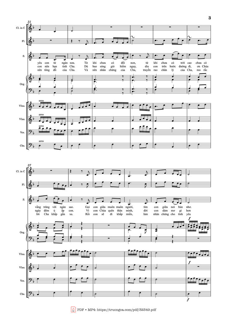 Page 3 of the piano sheet music PDF - Tình Chúa Cao Vời (Hợp xướng Violin, Organ, Sáo) by Lm. Duy Thiên