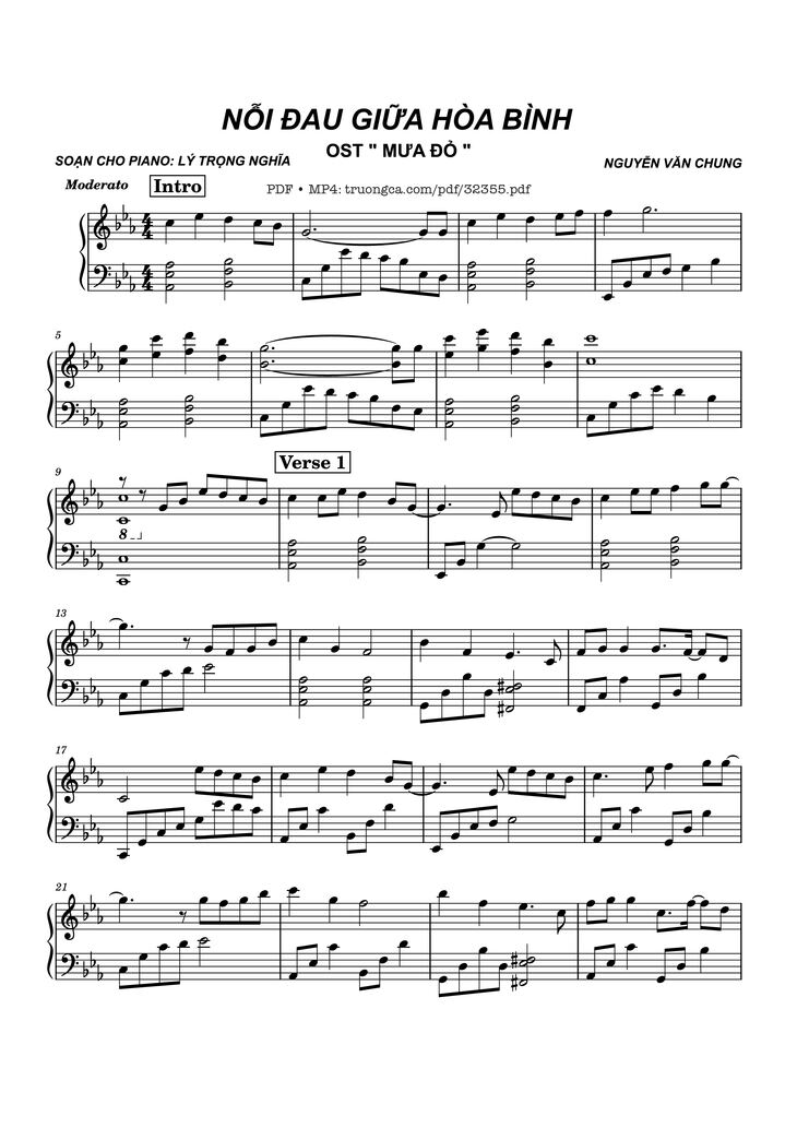 Page 1 of the piano sheet music PDF Piano - Nỗi Đau Giữa Hoà Bình Piano by Nguyễn Văn Chung