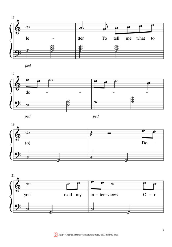 Page 3 of the piano sheet music PDF Piano - Happier Than Ever Piano EASY by Billie Eilish