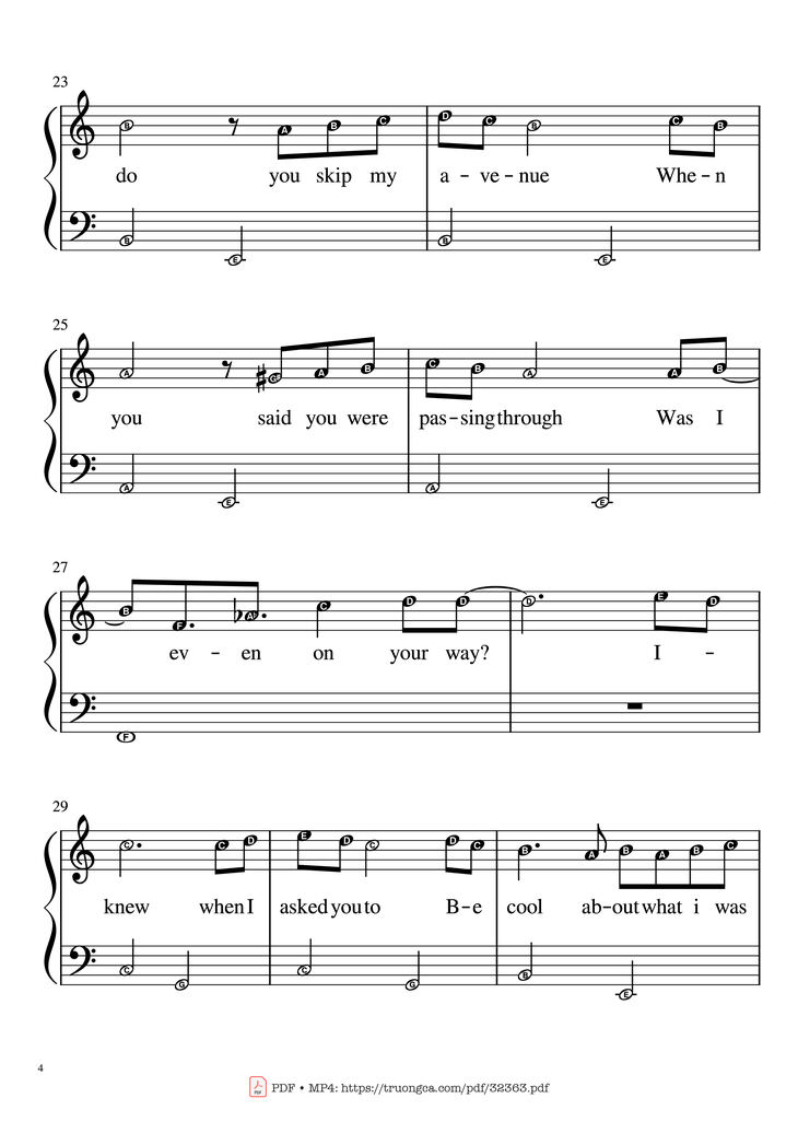 Page 4 of the piano sheet music PDF Piano - Happier Than Ever Piano EASY by Billie Eilish