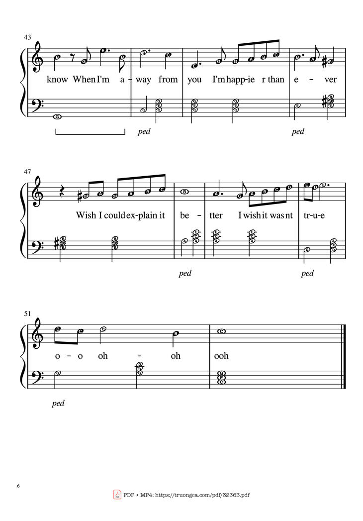 Page 6 of the piano sheet music PDF Piano - Happier Than Ever Piano EASY by Billie Eilish