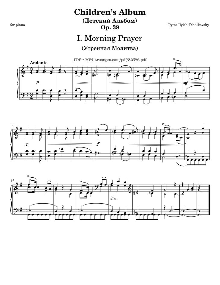 Page 1 of the piano sheet music PDF - Children