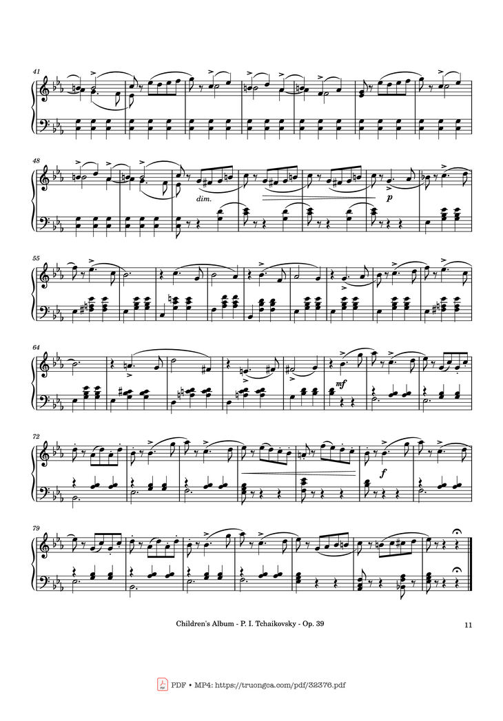 Page 11 of the piano sheet music PDF - Children