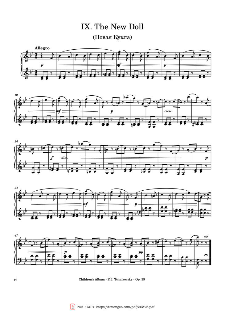 Page 12 of the piano sheet music PDF - Children