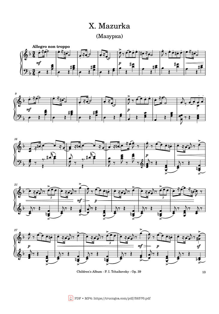 Page 13 of the piano sheet music PDF - Children