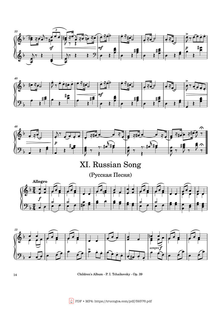 Page 14 of the piano sheet music PDF - Children