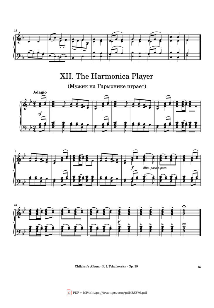 Page 15 of the piano sheet music PDF - Children