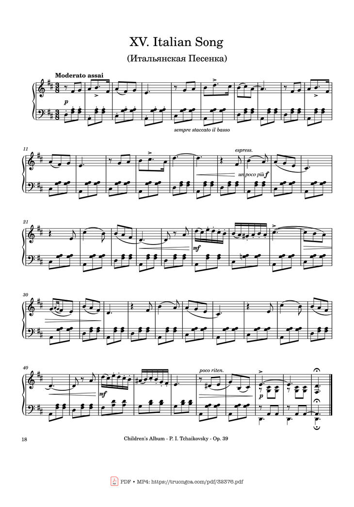 Page 18 of the piano sheet music PDF - Children