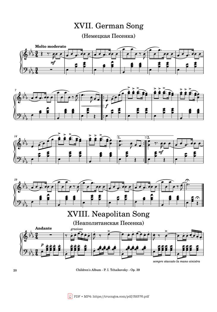 Page 20 of the piano sheet music PDF - Children