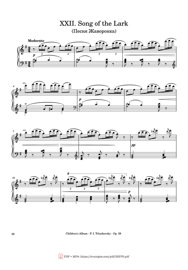 Page 28 of the piano sheet music PDF - Children