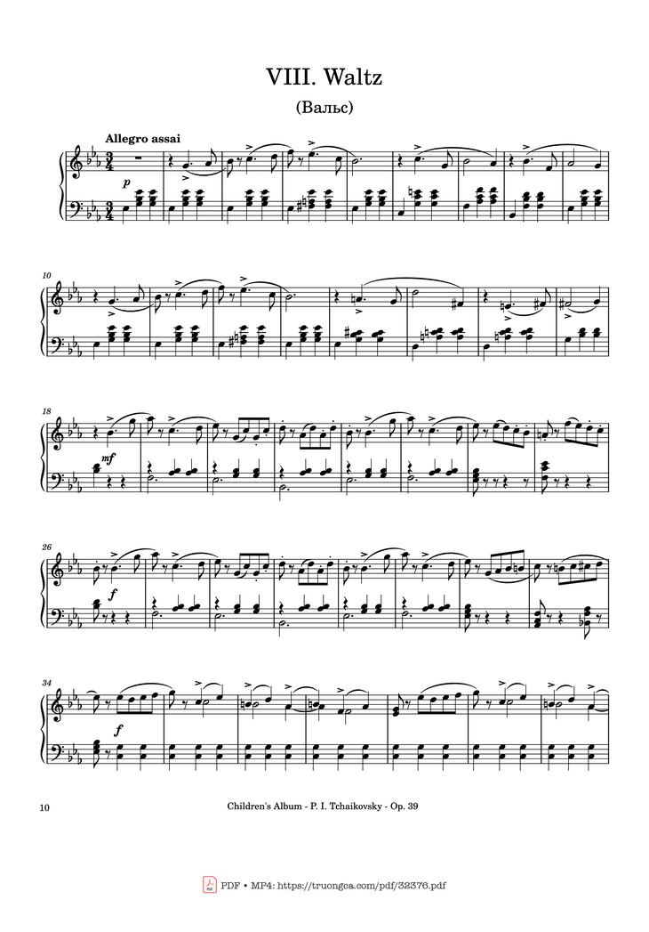 Page 10 of the piano sheet music PDF - Children