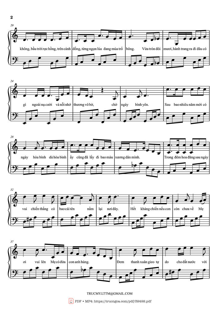 Page 2 of the piano sheet music PDF - Còn gì đẹp hơn Piano by Mưa đỏ OST