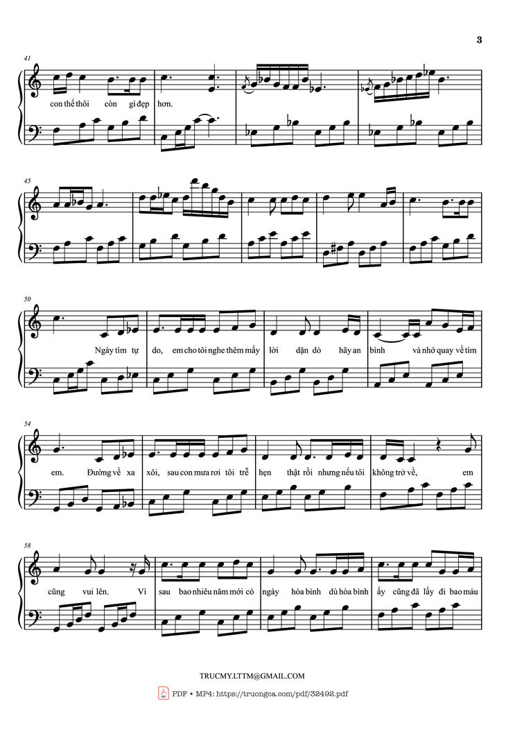 Page 3 of the piano sheet music PDF - Còn gì đẹp hơn Piano by Mưa đỏ OST