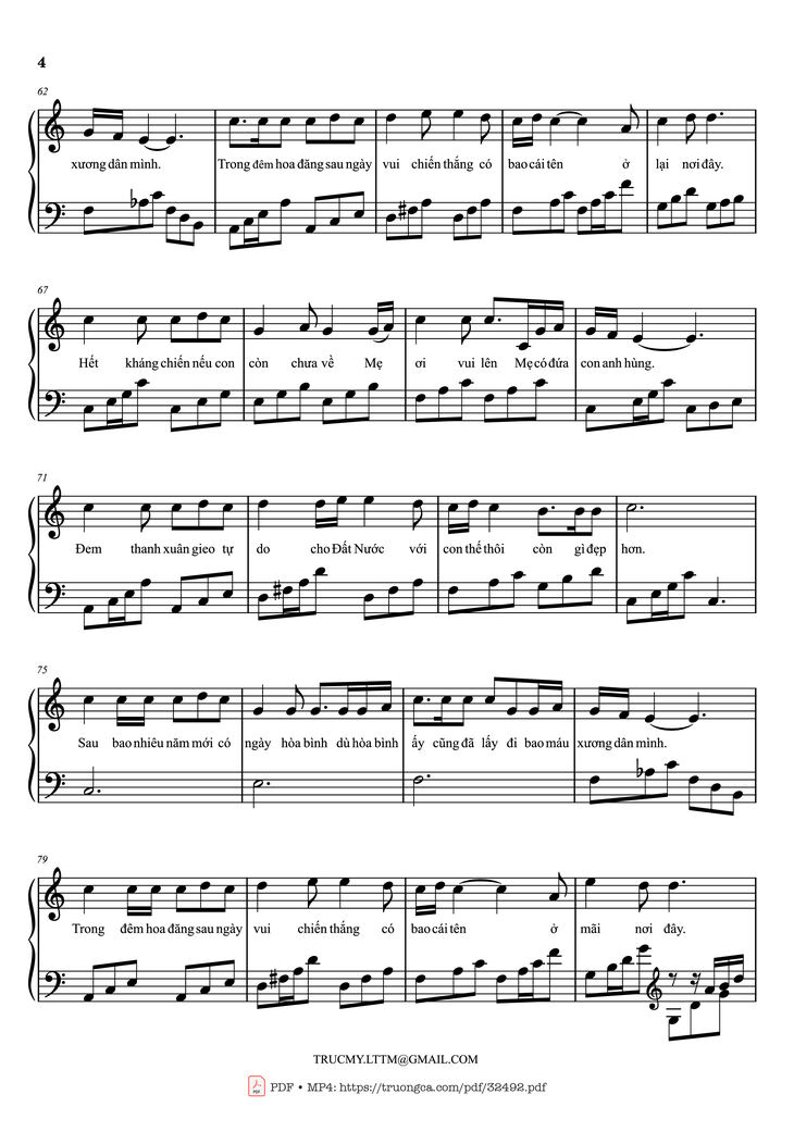 Page 4 of the piano sheet music PDF - Còn gì đẹp hơn Piano by Mưa đỏ OST