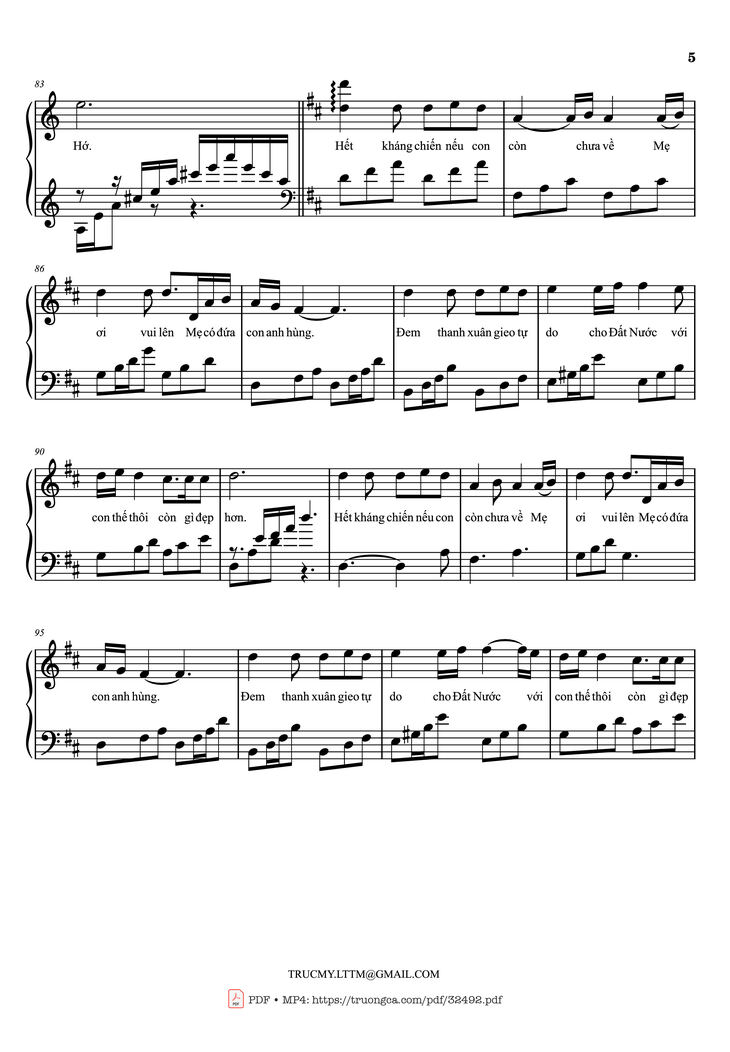 Page 5 of the piano sheet music PDF - Còn gì đẹp hơn Piano by Mưa đỏ OST