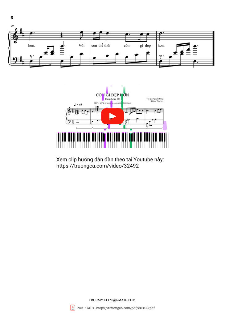 Page 6 of the piano sheet music PDF - Còn gì đẹp hơn Piano by Mưa đỏ OST