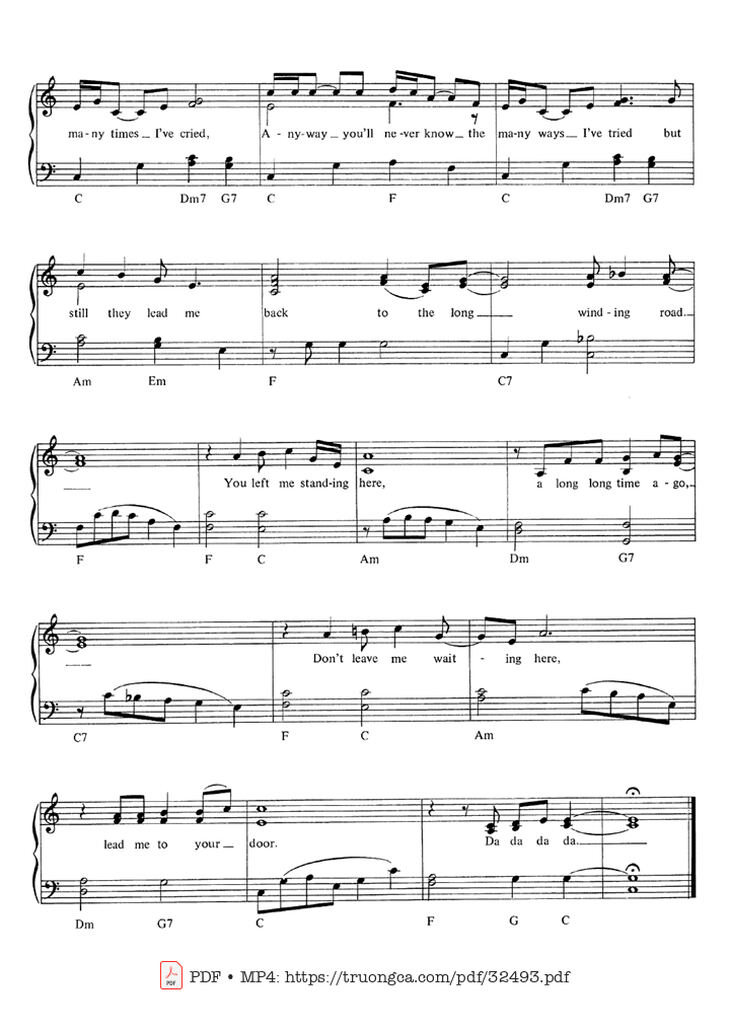 Page 2 of the piano sheet music PDF Piano - The Long And Winding Road (Easy Piano) by The Beatles
