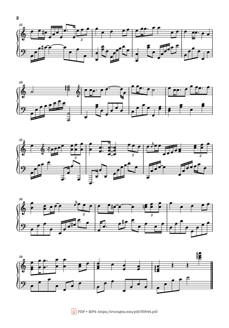 Page 2 of the piano sheet music PDF Piano - Thanh Xuân Piano by Dalab