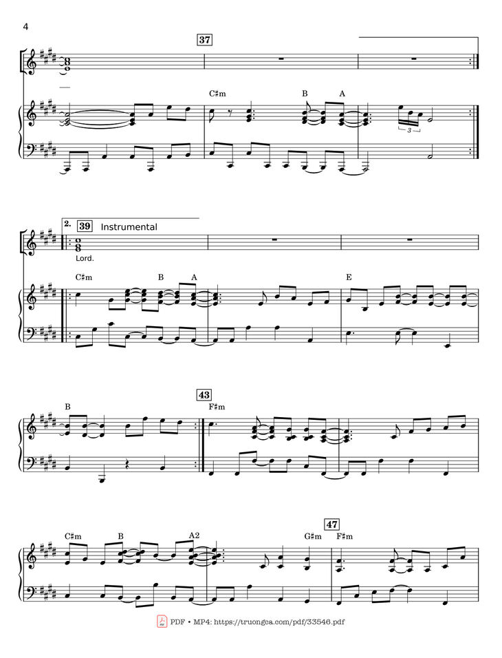 Page 4 of the piano sheet music PDF - Glory To The Lord Piano by LYNN DESHAZO