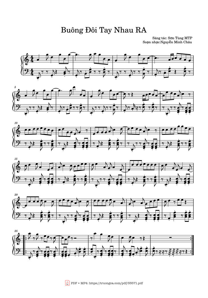 Page 1 of the piano sheet music PDF Piano - Buông Đôi Tay Nhau RA Piano by Sơn Tùng MTP