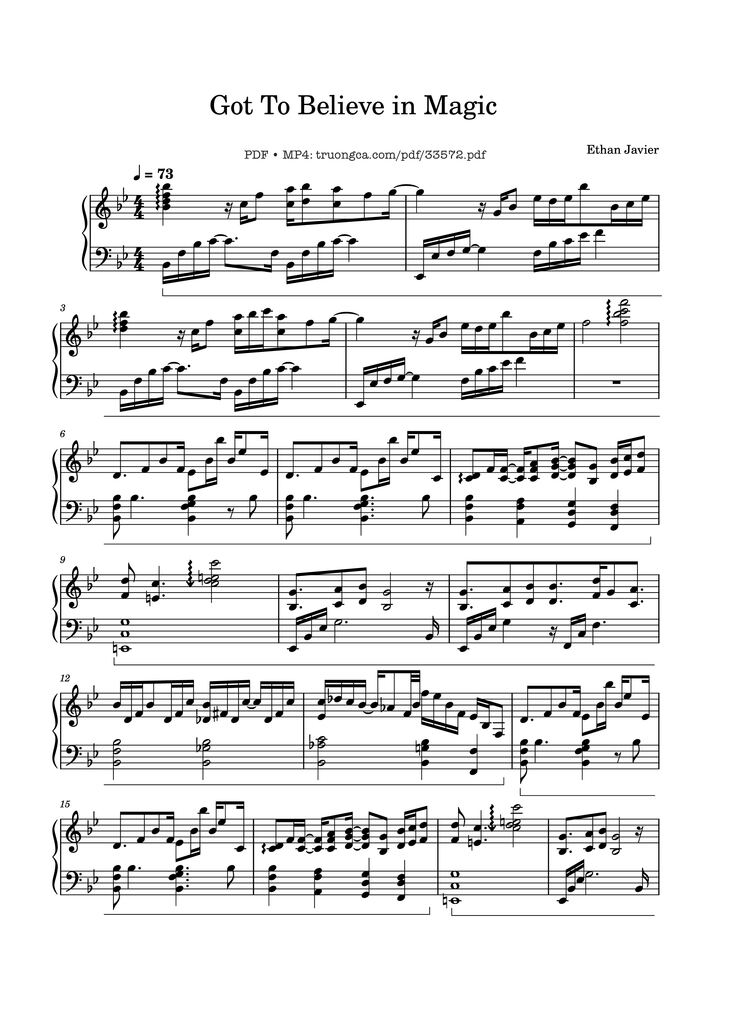 Page 1 of the piano sheet music PDF Piano - Got To Believe in Magic Piano by Ethan Javier