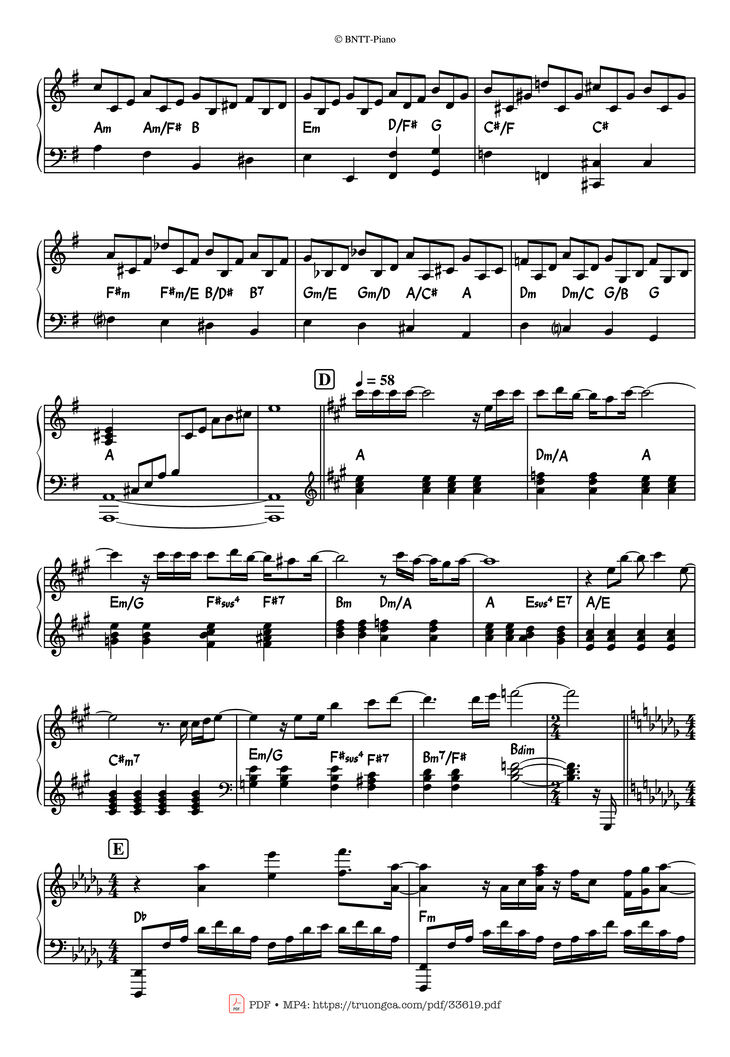 Page 3 of the piano sheet music PDF Piano - All by Myself Piano by Eric Carmen
