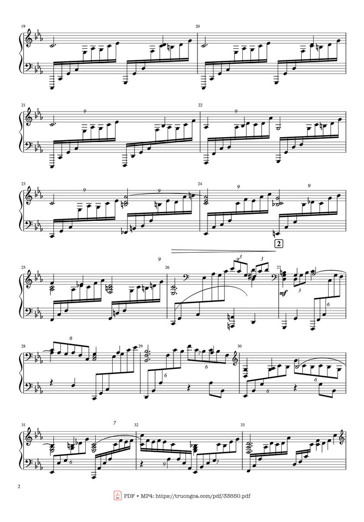 Page 2 of the piano sheet music PDF Piano - Piano Concerto No.2 Op.18 - Rachmaninov by Serguei Rachmaninoff