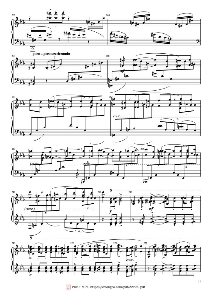 Page 11 of the piano sheet music PDF Piano - Piano Concerto No.2 Op.18 - Rachmaninov by Serguei Rachmaninoff
