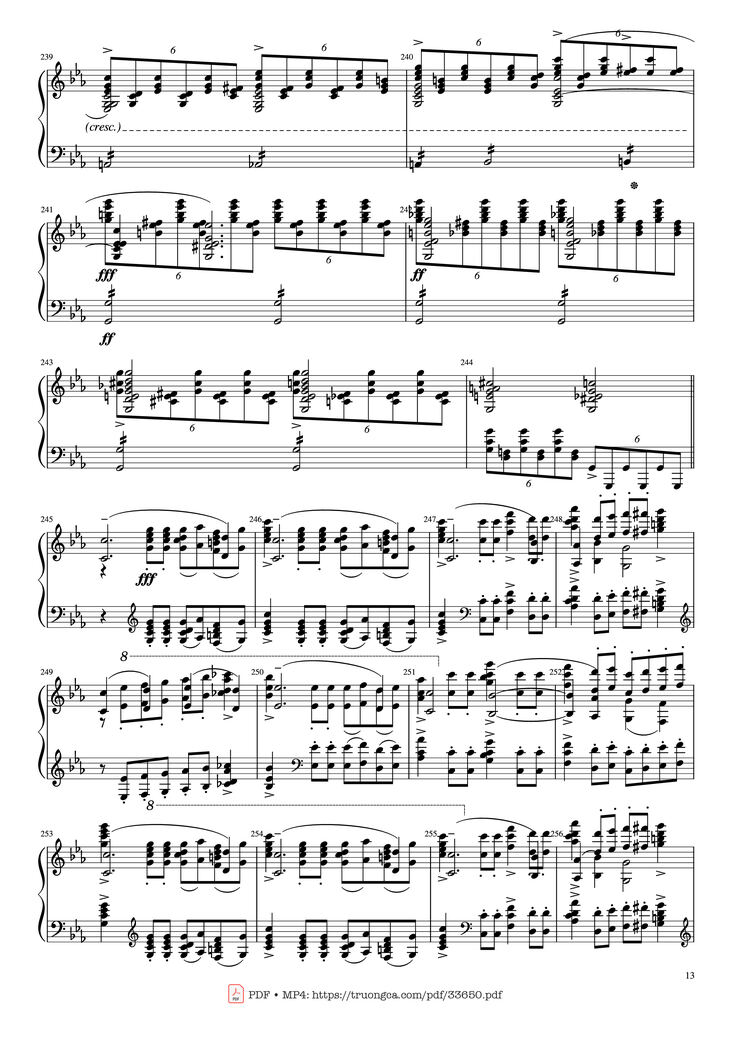Page 13 of the piano sheet music PDF Piano - Piano Concerto No.2 Op.18 - Rachmaninov by Serguei Rachmaninoff
