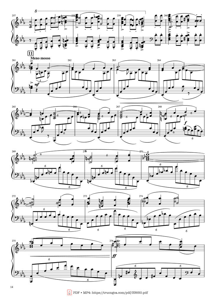 Page 14 of the piano sheet music PDF Piano - Piano Concerto No.2 Op.18 - Rachmaninov by Serguei Rachmaninoff