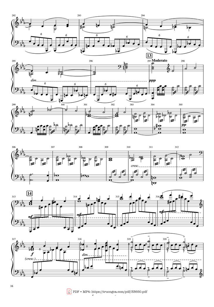 Page 16 of the piano sheet music PDF Piano - Piano Concerto No.2 Op.18 - Rachmaninov by Serguei Rachmaninoff