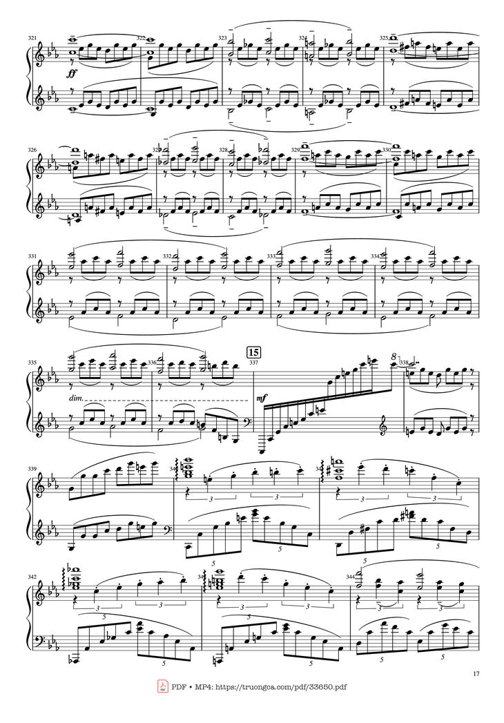 Page 17 of the piano sheet music PDF Piano - Piano Concerto No.2 Op.18 - Rachmaninov by Serguei Rachmaninoff