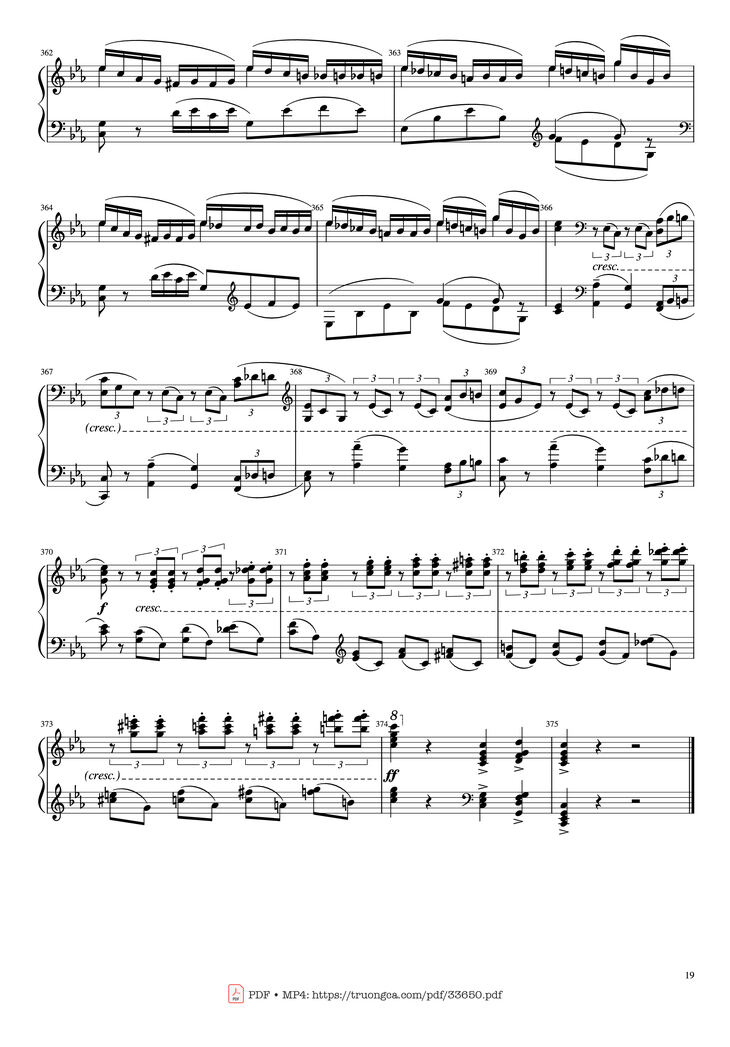 Page 19 of the piano sheet music PDF Piano - Piano Concerto No.2 Op.18 - Rachmaninov by Serguei Rachmaninoff