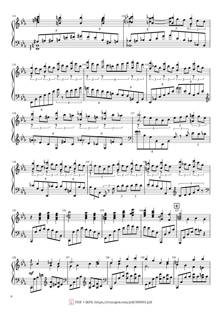 Page 6 of the piano sheet music PDF Piano - Piano Concerto No.2 Op.18 - Rachmaninov by Serguei Rachmaninoff