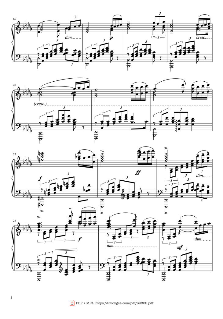 Page 2 of the piano sheet music PDF Piano - Rhapsody on a Theme of Paganini - 18th Variation Rachmaninov Piano Easy by Sergei Rachmaninoff