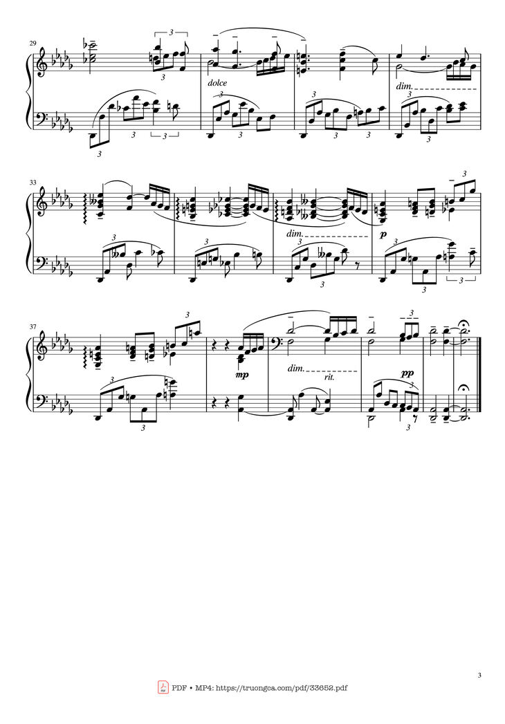 Page 3 of the piano sheet music PDF Piano - Rhapsody on a Theme of Paganini - 18th Variation Rachmaninov Piano Easy by Sergei Rachmaninoff