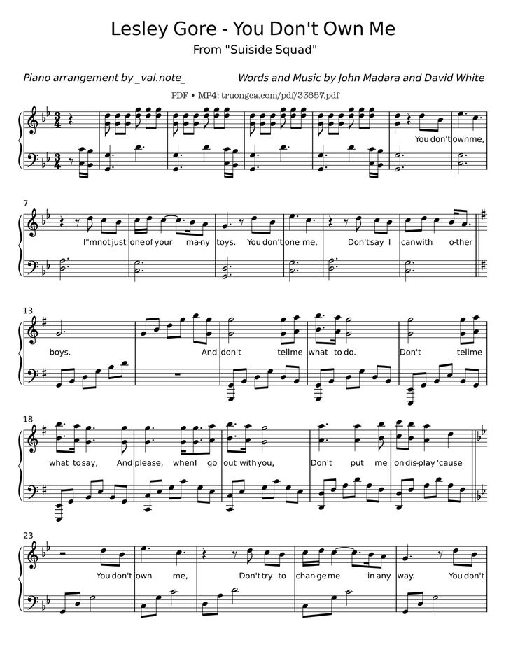 Page 1 of the piano sheet music PDF - You Don