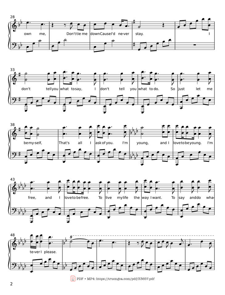 Page 2 of the piano sheet music PDF - You Don