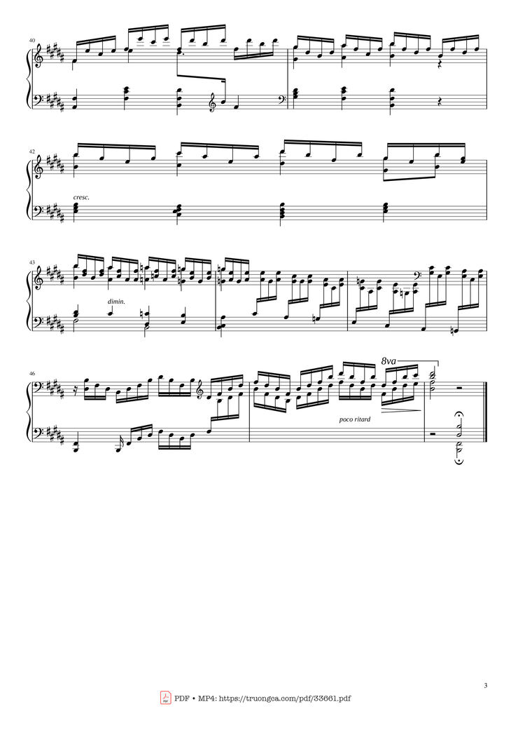 Page 3 of the piano sheet music PDF Piano - Adagio from Beethoven Emperor concerto No.5, Op.73 by Ludwig Van Beethoven