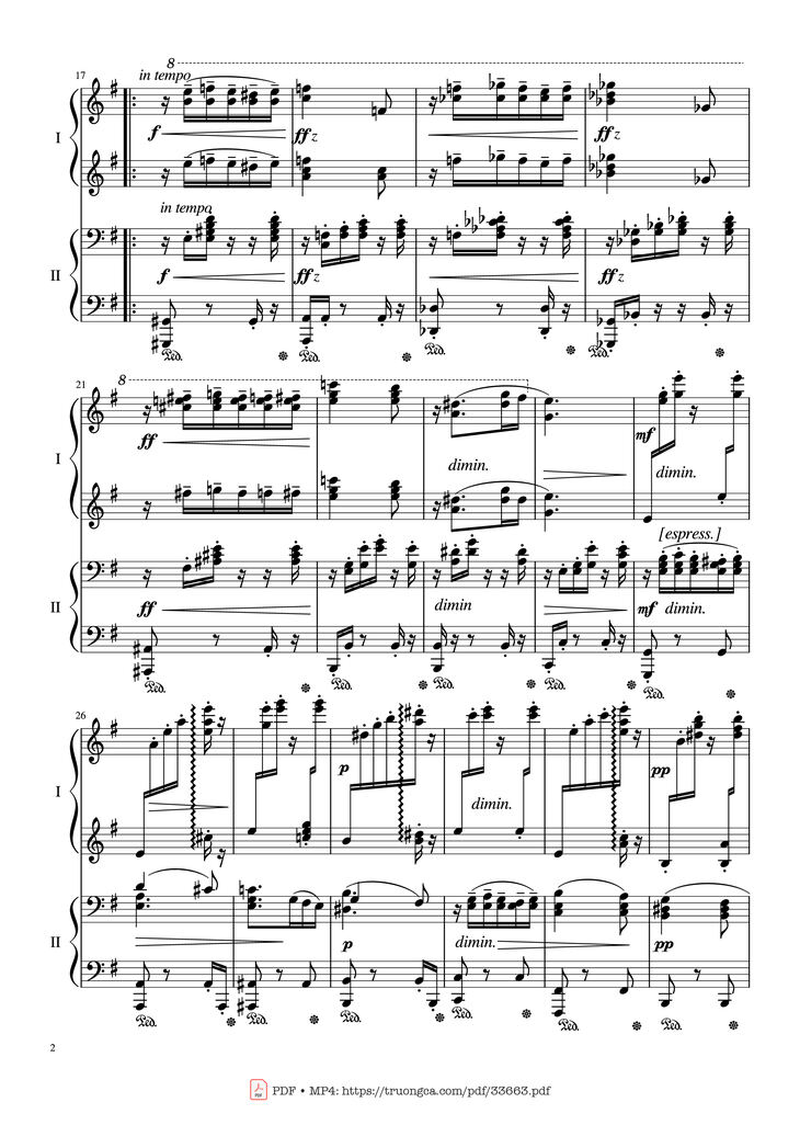 Page 2 of the piano sheet music PDF Piano - Slavonic Dances, Op.72 No.2 Piano Four Hand by Antonin Leopold Dvorak