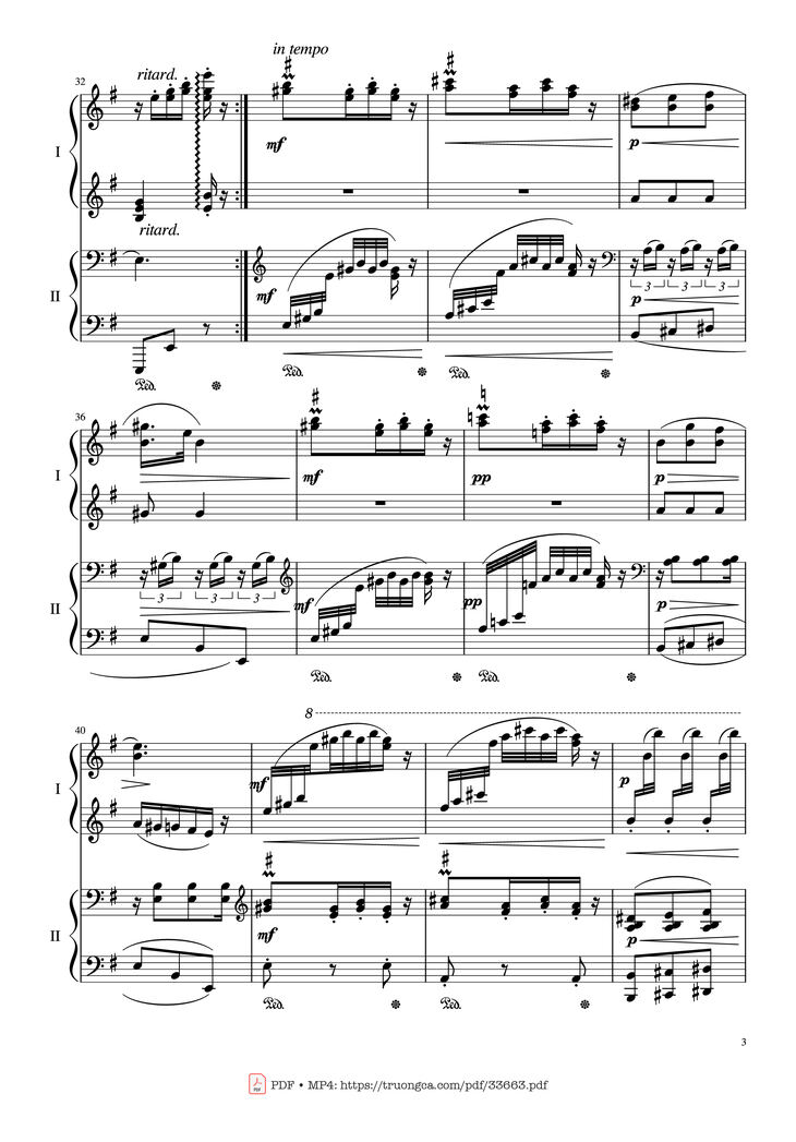 Page 3 of the piano sheet music PDF Piano - Slavonic Dances, Op.72 No.2 Piano Four Hand by Antonin Leopold Dvorak
