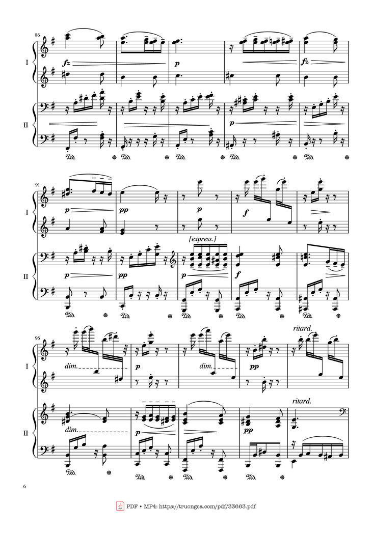 Page 6 of the piano sheet music PDF Piano - Slavonic Dances, Op.72 No.2 Piano Four Hand by Antonin Leopold Dvorak