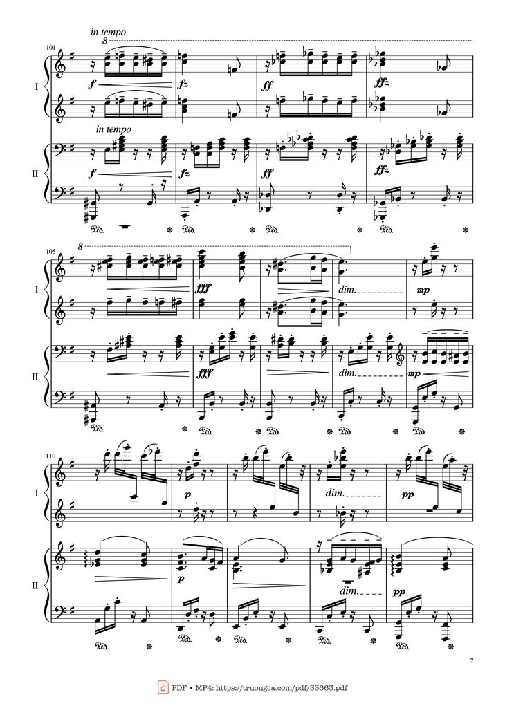 Page 7 of the piano sheet music PDF Piano - Slavonic Dances, Op.72 No.2 Piano Four Hand by Antonin Leopold Dvorak