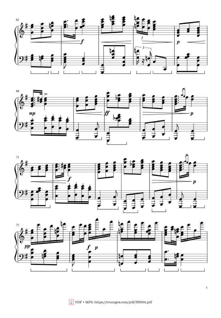 Page 5 of the piano sheet music PDF Piano - Slavonic Dances, Op.72 No.2 Piano Solo by Antonin Leopold Dvorak