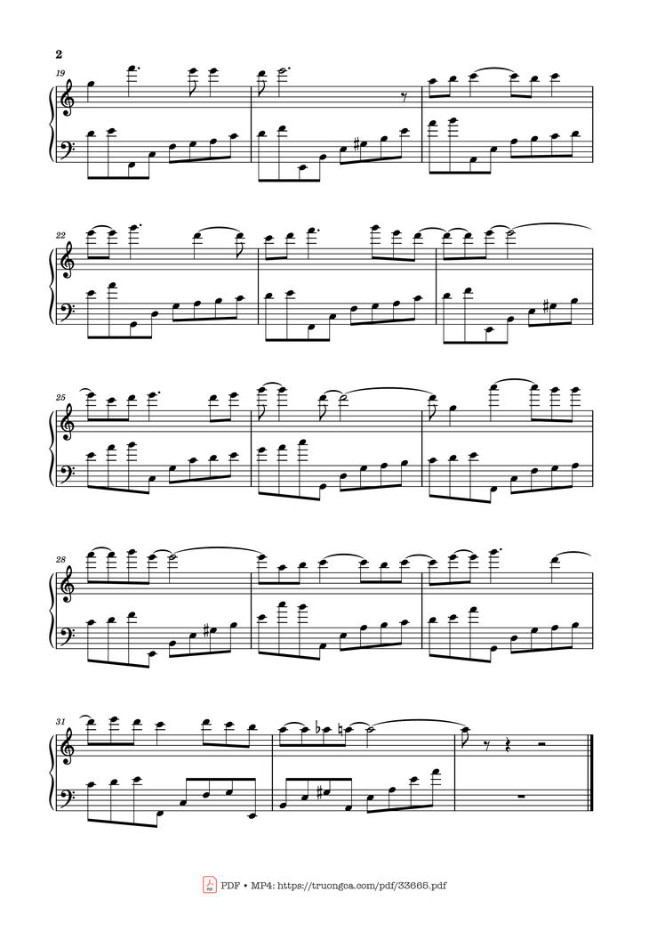 Page 2 of the piano sheet music PDF Piano - Anniversary Piano by Ludwig Van Beethoven